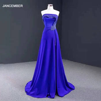 RSM67087 Blue Elegantiškas, Slim-fit Pokylių vakarinę Suknelę Vamzdžio Viršaus Susiėmę Backless Nėriniai-up Grindų ilgio Suknelė 2021 платье вечернее