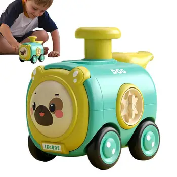 Traukti Atgal Žaislinius Automobilius Paspauskite Skaidrių Žaisliniai Traukiniai Ir Sunkvežimiai Su Švilpuko Garsą Ir Besikeičiantis Veidas Inercinės Automobiliai Žaislų Rinkinys Lentelė