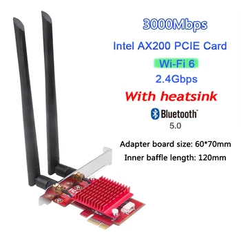 3000Mbps Tri-band 2.4 G, 5 ghz PCIE tinklo korteles, Bluetooth V5.2 AX5400 802.11 AX WiFi 6E Kortelės PC 