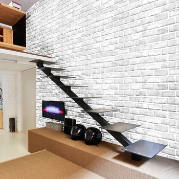 PVC Tapetai Šiuolaikinės 3D Stereo Baltų Plytų Sienos, Popieriaus Kambarį Valgomasis Namų Dekoro Lipni Vandeniui Vinilo Lipdukai