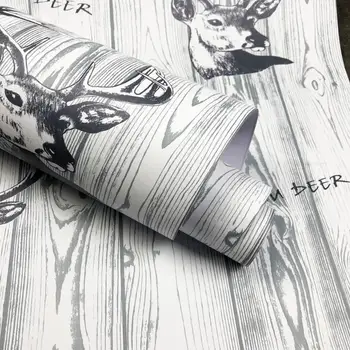 Lipni Vintage White Medienos tekstūros Tapetai Roll PVC Retro Susisiekti Popieriaus Sienos, Stalo, Virtuvės, Spintos, atsparus Vandeniui