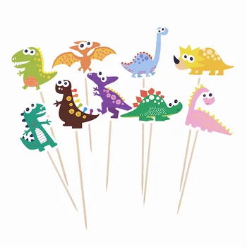 9pcs su Gimtadieniu Dinozaurų Temą Kartono Cupcake Rėžtuvės Su Lazdomis Baby Shower Atveju Dino Dekoracijos Tortas Toppers