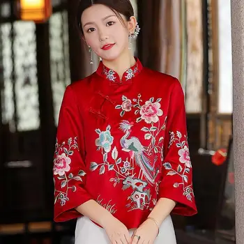 Tango Kostiumas Cheongsams Senovinių Tautinių Drabužių, Tradicinių Kinų Drabužius Moterims Kinijos Tradicinių Kostiumų Moterų Siuvinėjimo Viršų