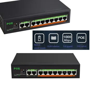 Interneto Splitter 10/100/1000mbps gigabit POE switch RJ45 jungiklis RJ45 Hub 2+8 prievadą, VLAN jungiklis Ethernet Smart Tinklo Switcher