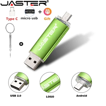 JASTER 3in1 USB 2.0 Flash Drive Hi-Speed Pen drive 64GB Nemokamai TIPAS-C Adapteris su key chain Memory stick OTG Verslo dovana, U Disko
