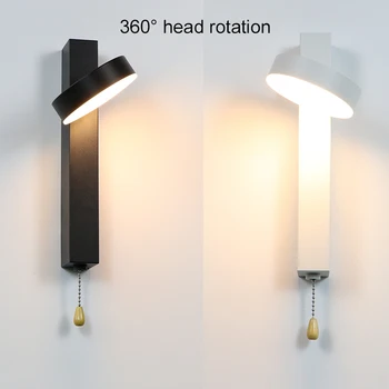 CETANT LED siena lempos jungiklį Pasukti 360 eilėje studijų skaityti sconce sieniniai šviestuvai, miegamojo kambarį Šiaurės modernios šviesos