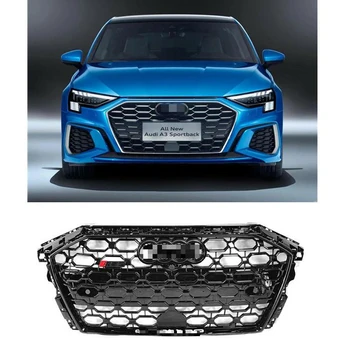 Audi A3 S3 Sline 2021+ priekinės grotelės, auto dalys, reikmenys Atnaujinti RS3 stiliaus juodu akių bamperio grotelių