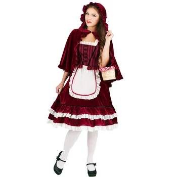 Mažai Raudona Jojimo Hood Kostiumas Suaugusiųjų Cosplay Helovinas Kostiumas Moterims Fantazijos Fancy Dress Šalies Apsiaustu Apranga