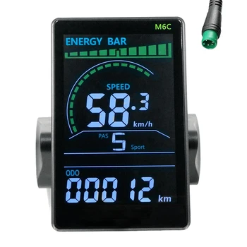 M6C Elektrinis Dviratis LCD Ekranas Metrų 24V-60V E Scooter LCD Spalvotas Ekranas Dalys Su USB Kalnų Elektrinių Dviračių (5PIN)