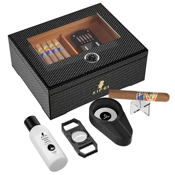 XIFEI Cigarų Humidoras Su Drėgmėmačiu Drėkintuvas Humidoras Sprendimas Cigarų Peleninę Cigarų Stovėti Pluošto Cigarų Dėžutė Tinka 25-60 Cigarai