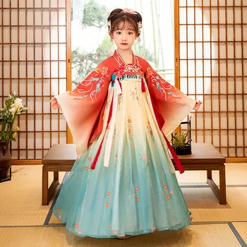 Vaikai Hanfu Kinijos Tradicinės Liaudies Kostiumas Mergina Pasakos Cosplay Šokių Drabužiai Derliaus Hanfu Mergaitėms Princesė Suknelės Hanbok