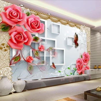 beibehang Užsakymą tapetai, 3d foto freskos aikštėje jade, rožių fone, sienos dekoratyvinis dažymas tapetų papel de parede