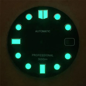 28,5 mm Watch Dial Žalios Šviesos Rinkimas Su Kalendoriaus NH35 NH36 Automatinis Judėjimo Žiūrėti Pakeitimo Priedai