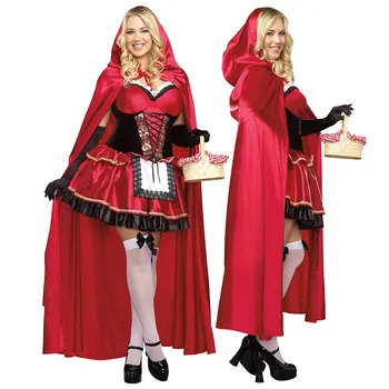 Pasakos Little Red Riding Hood Kostiumas Moterims Išgalvotas Suaugusiųjų Halloween Carnival 