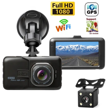 Automobilių DVR WiFi Full HD 1080P Brūkšnys Kamera Galinio vaizdo Kamera Veidrodis Vaizdo įrašymo Stovėjimo Stebėti Naktinio Matymo Auto Dashcam GPS Tracker